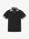 Polo-Shirt mit Leopardenmuster und halbem Reißverschluss