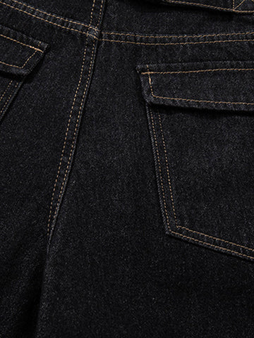 Dark Wash Jeans – Adjustable Waist Tabs Copper Hardware Classic Fit Denim