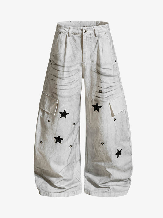 Vintage Cargo-Jeans mit Sternenmuster