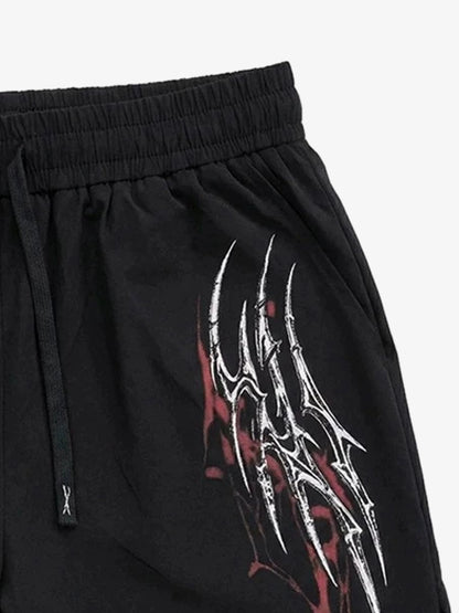 Y2K Thorn Graphic Drawstring Shorts