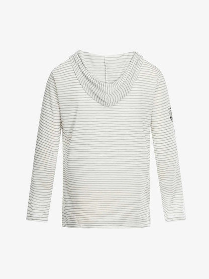 Graphic Print and V-Neck Striped Long Sleeve Hooded T-Shirt 