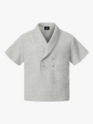 T-Shirt mit Schalkragen und Knopfleiste