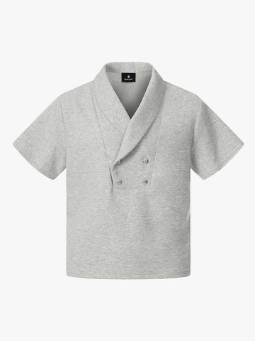 T-Shirt mit Schalkragen und Knopfleiste