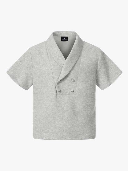 T-Shirt mit Schalkragen und Knopfleiste