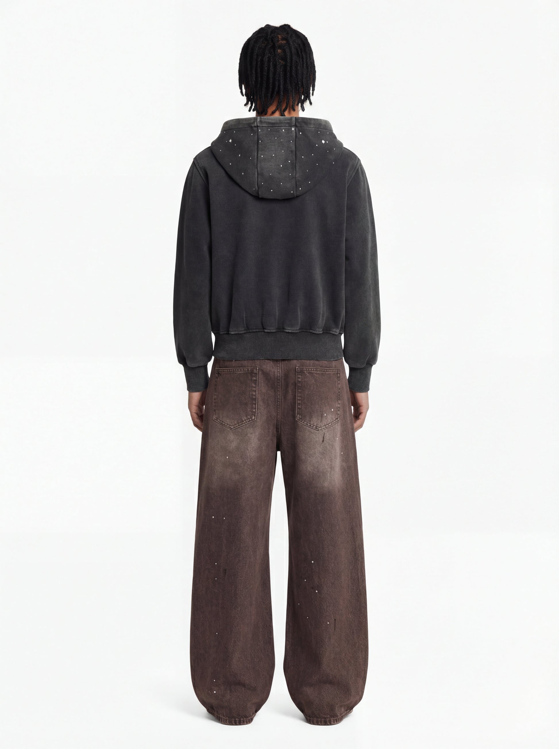 Retro Patchwork Washed Wide Leg Denim Jeans 