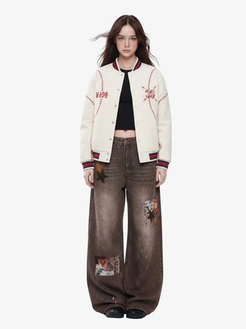 Baseball Stitch Embroidered Varsity Jacket 