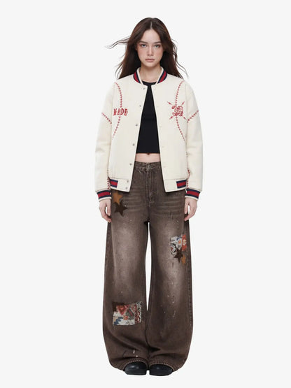 Baseball Stitch Embroidered Varsity Jacket 