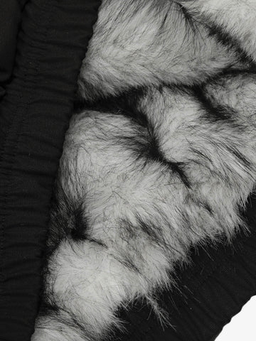 Vintage Stand Collar Fur Lined Bomber Jacket 