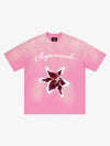 T-Shirt mit gewaschenem Blumen- und Sternenmuster