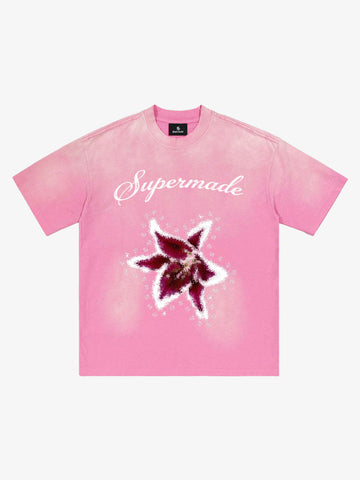 Washed Floral Star Print T-Shirt 