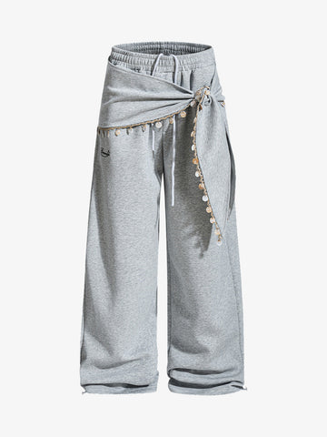 Street Detachable Flap Lace-up Jogger Pants 