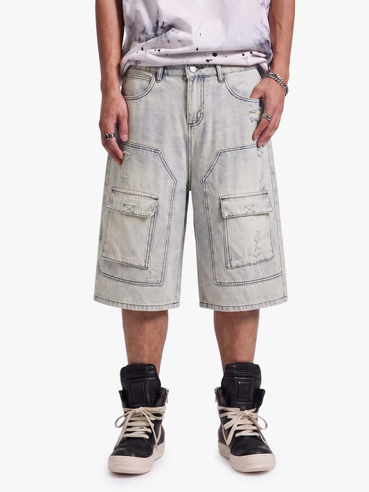 Cargo-Shorts aus Used-Denim