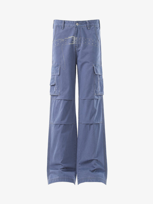 Vintage Cargohose mit Gürtelprint