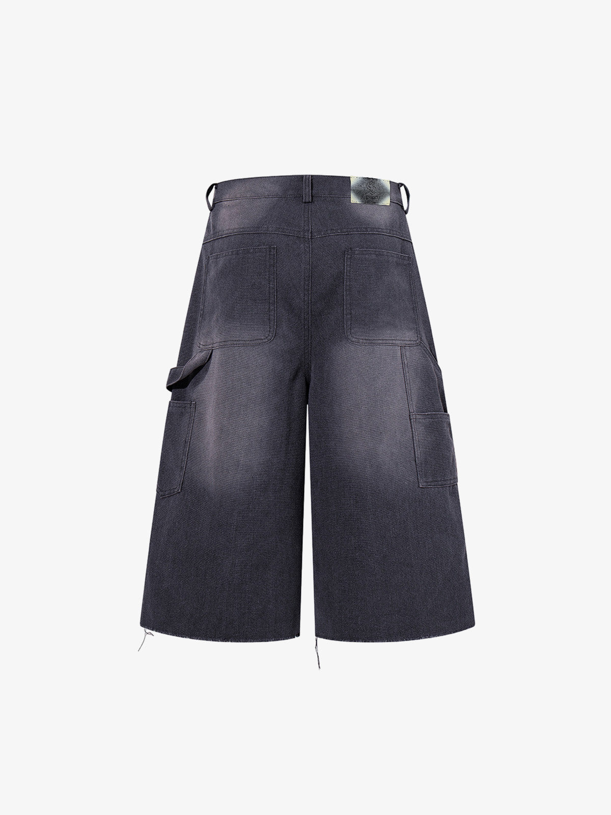 Jeansshorts mit mehreren Knöpfen und Used-Look