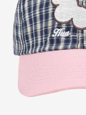 Baseballkappe mit Karomuster und Blumenstickerei