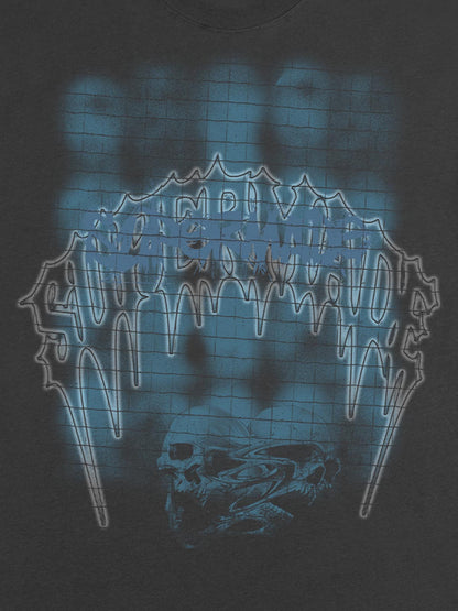 Dark Grid Skull Graphic T-Shirt 
