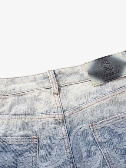 Floral Jacquard Denim Jeans 