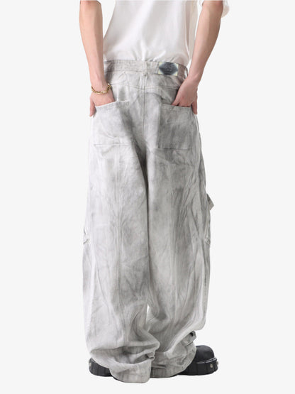 Vintage Cargo-Jeans mit doppeltem Bund