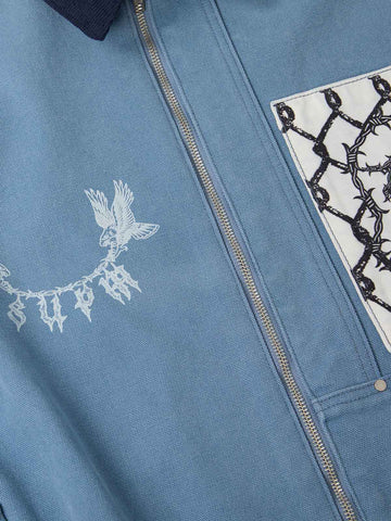 Supermade Multi-Element Appliqué Patchwork Denim Suit - 2593 
