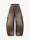 Vintage Washed Workwear Barrel Jeans - 2593 