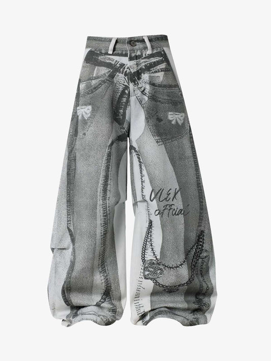 Vintage Illusion Graphic Ultra-Baggy Jeans 