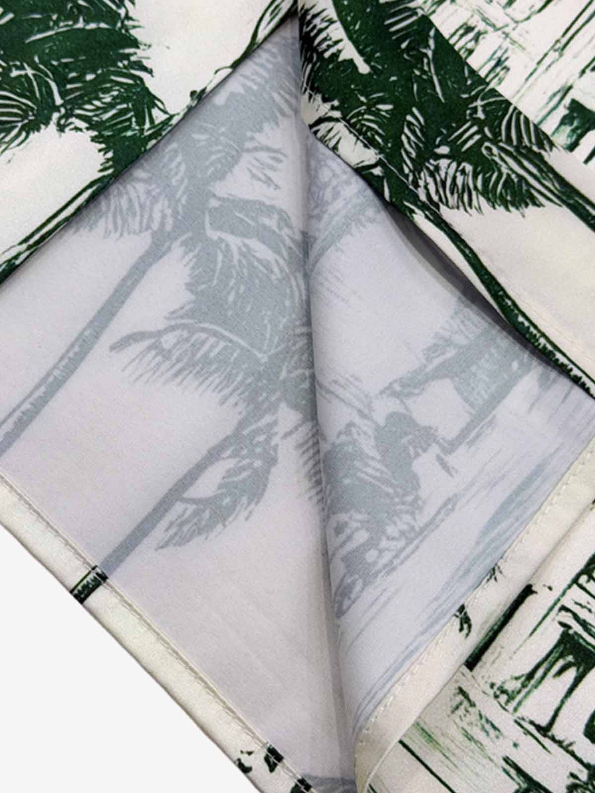 Vintage Green Coconut Tree Camp Collar Boxy Shirt 