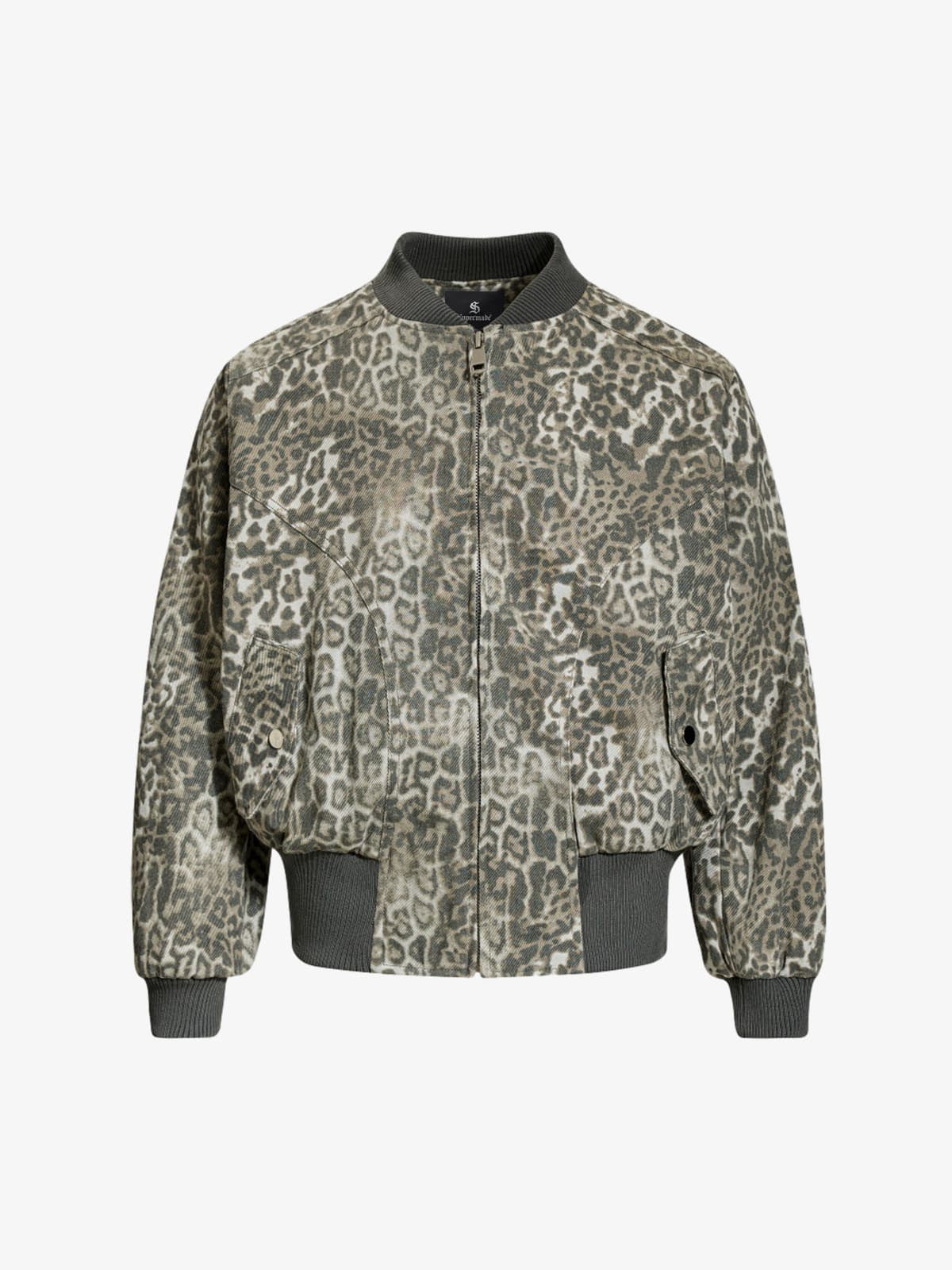 Vintage Leopard Print Bomber Jacket - 2540 