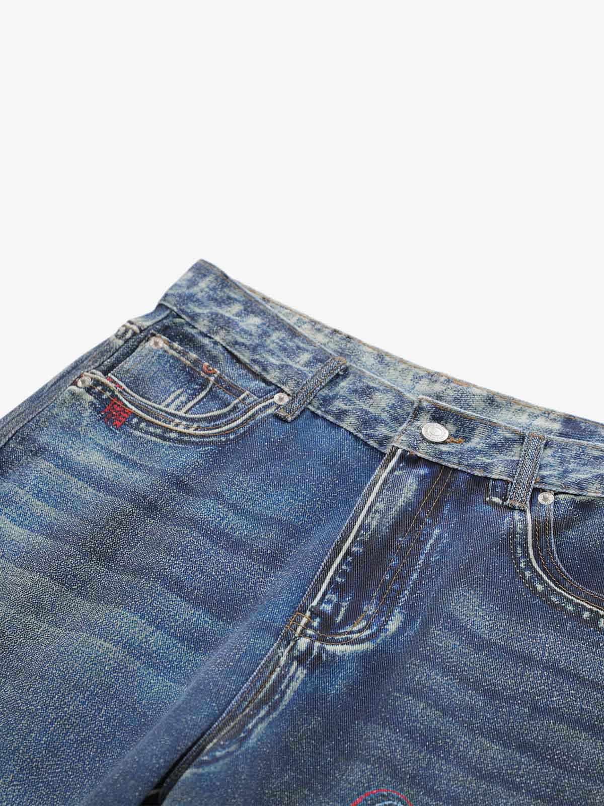 Denim-Jeans im Vintage-Stil mit 3D-Applikation