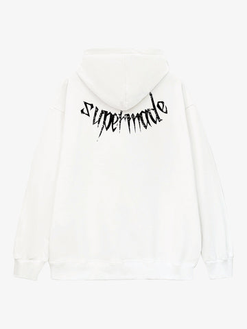 Gothic Devil Graphic Washed Hoodie 