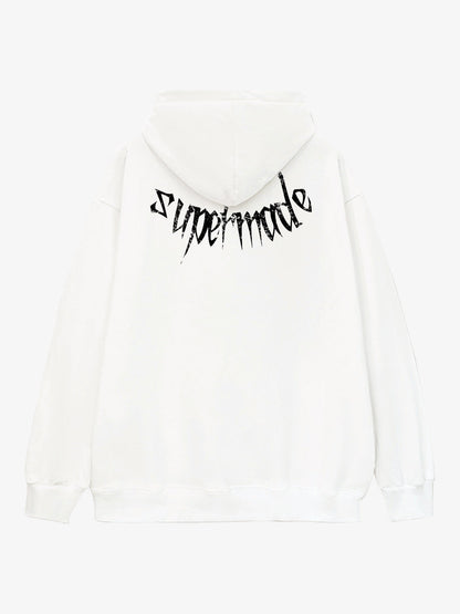 Gothic Devil Graphic Washed Hoodie 