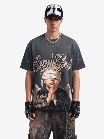 Blindfolded Angel Washed T-Shirt 