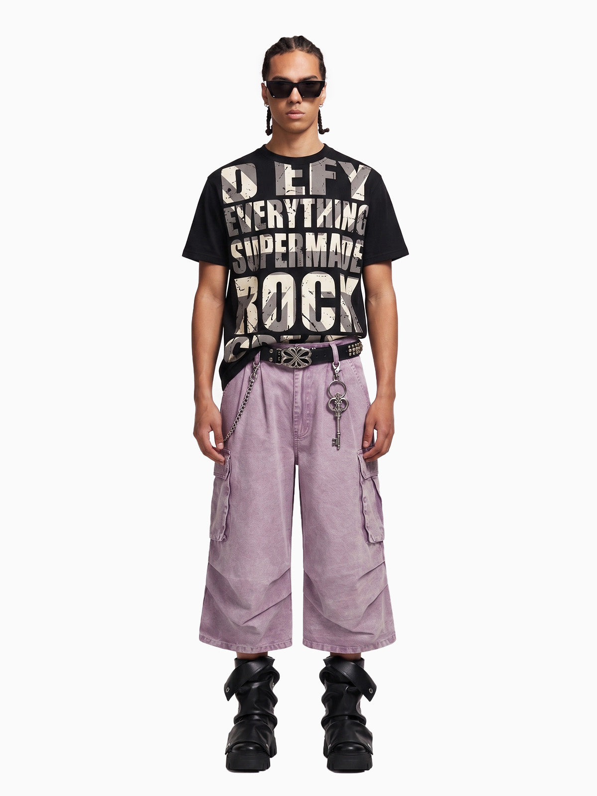 Oversize-T-Shirt mit Used-Look-Typografie im Rock-Stil