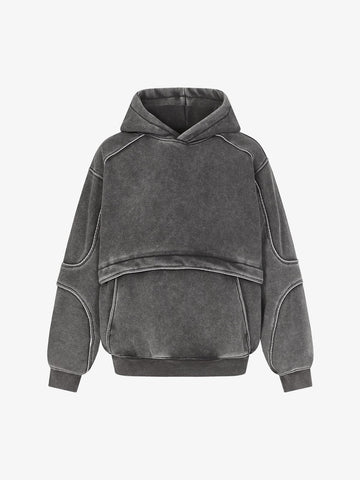 Retro Deconstructed Patchwork Washed Hoodie 