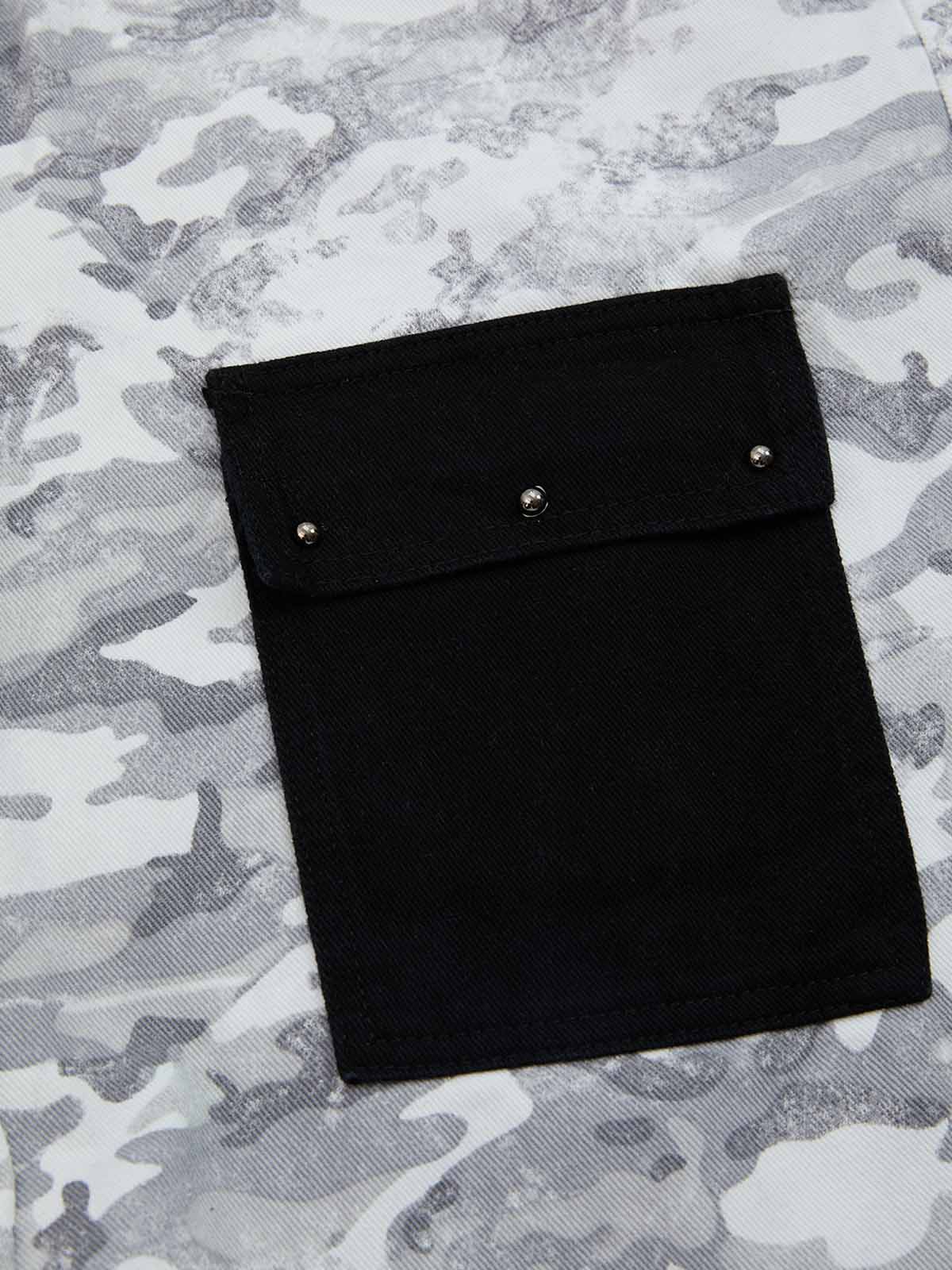 Camo Embroidered Double Waist Lace-Up Wide Leg Cargo Pants - 2599 