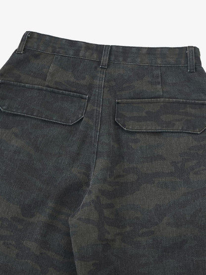 Retro Camo Multi-Pocket Cargo Barrel Pants 