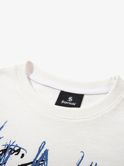 Abstraktes, handbemaltes Grafik-T-Shirt