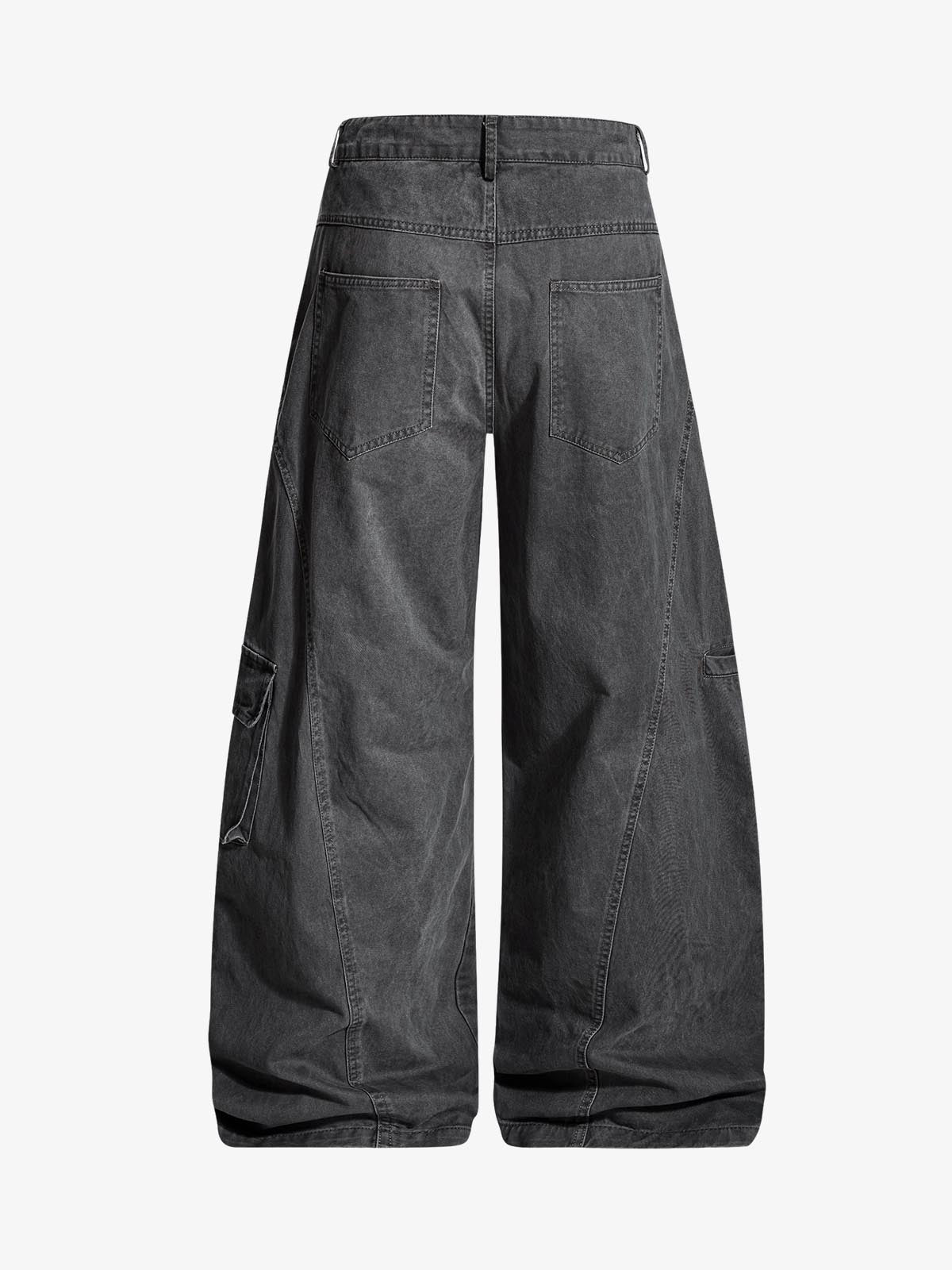 Washed Cargo Webbing Barrel Pants 