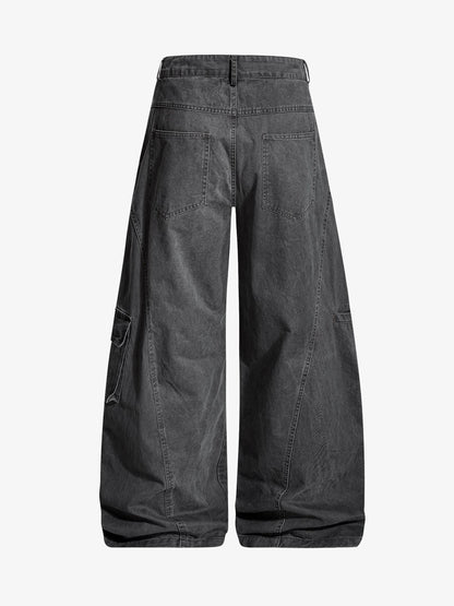 Washed Cargo Webbing Barrel Pants 