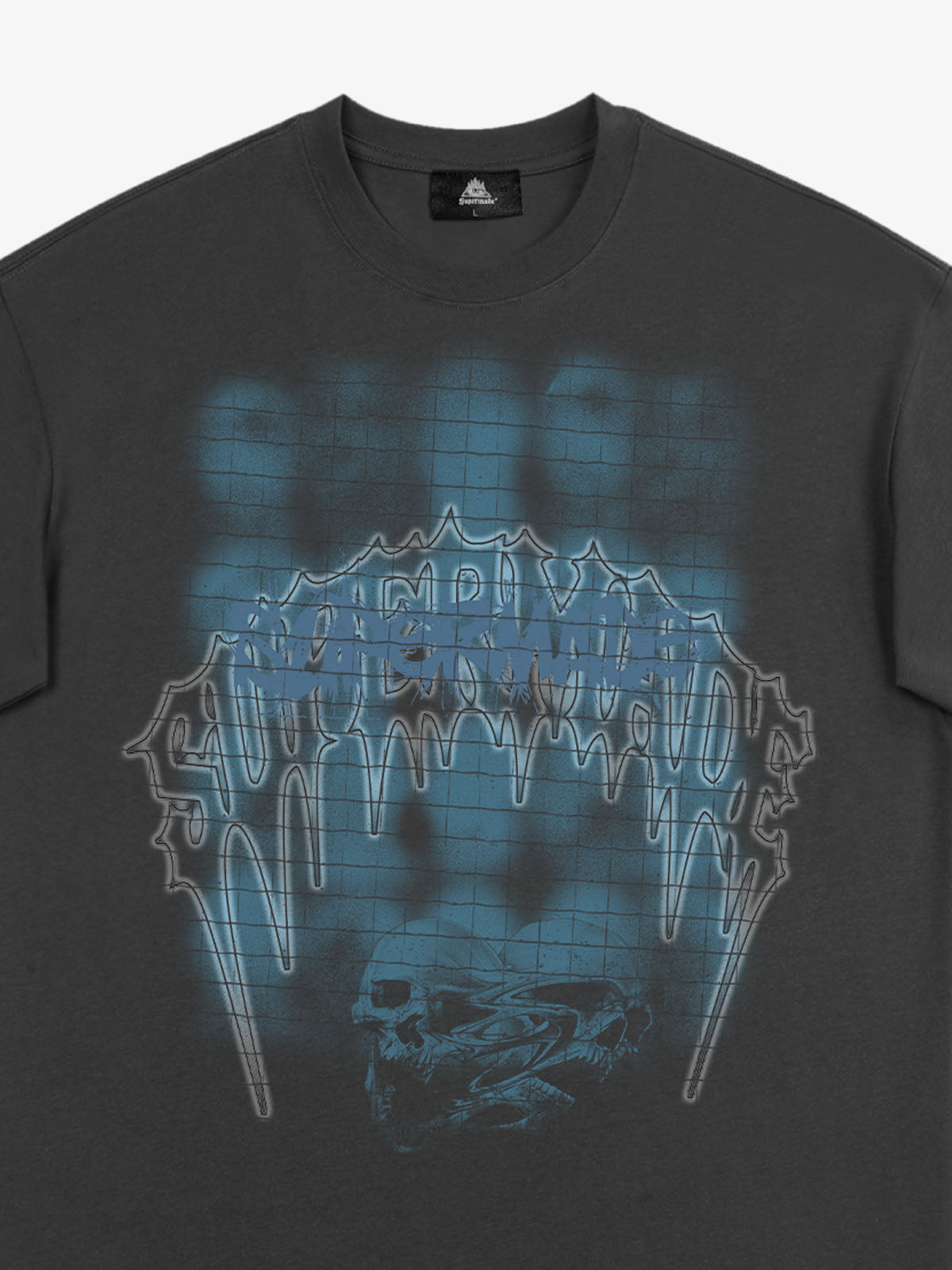 Dark Grid Skull Graphic T-Shirt 