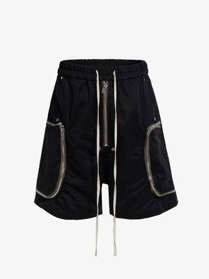 Water-Resistant Cargo Shorts – Polyamide Elastic Waist Relaxed Fit Utility Shorts