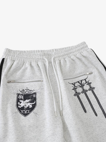 Crest & Sword Graphic Side Stripe Sweatpants 