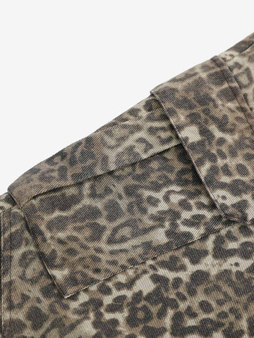 Vintage Leopard Cargo Shorts 