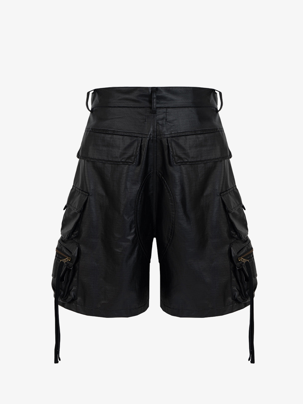 Drawstring Faux Leather Cargo Shorts