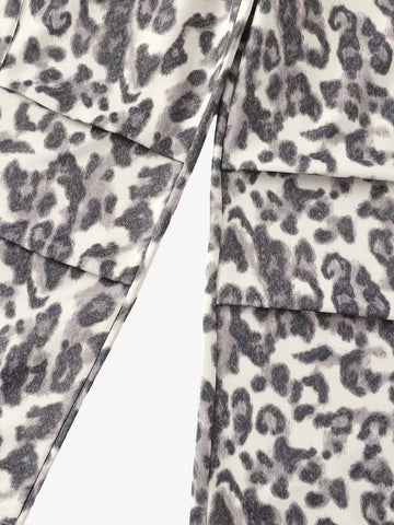 Leopard Print Pleated Drawstring Pants 