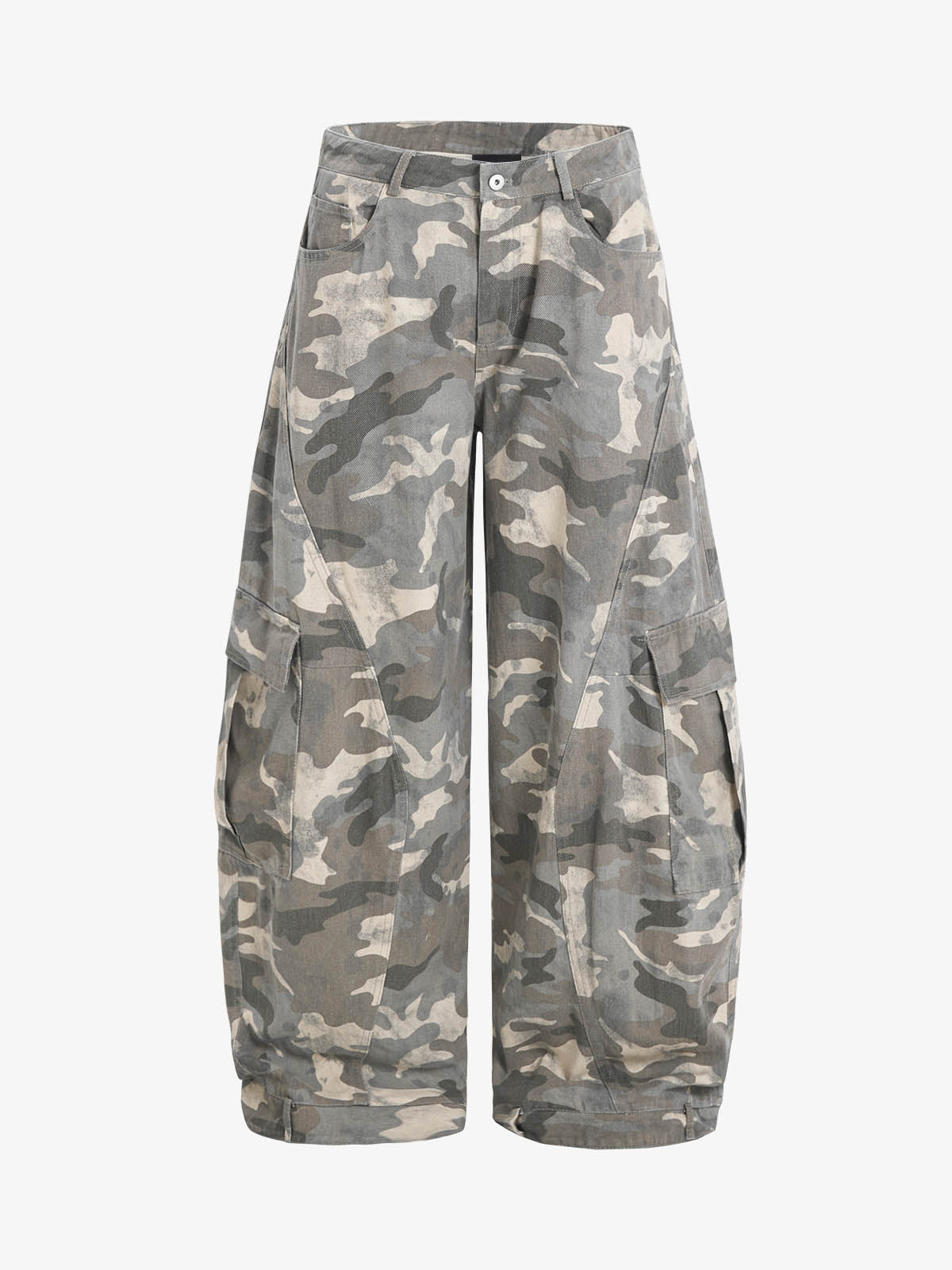 Camouflage Printed Curved Denim Jeans 