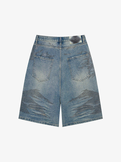 Mountain Motif Bermuda Shorts
