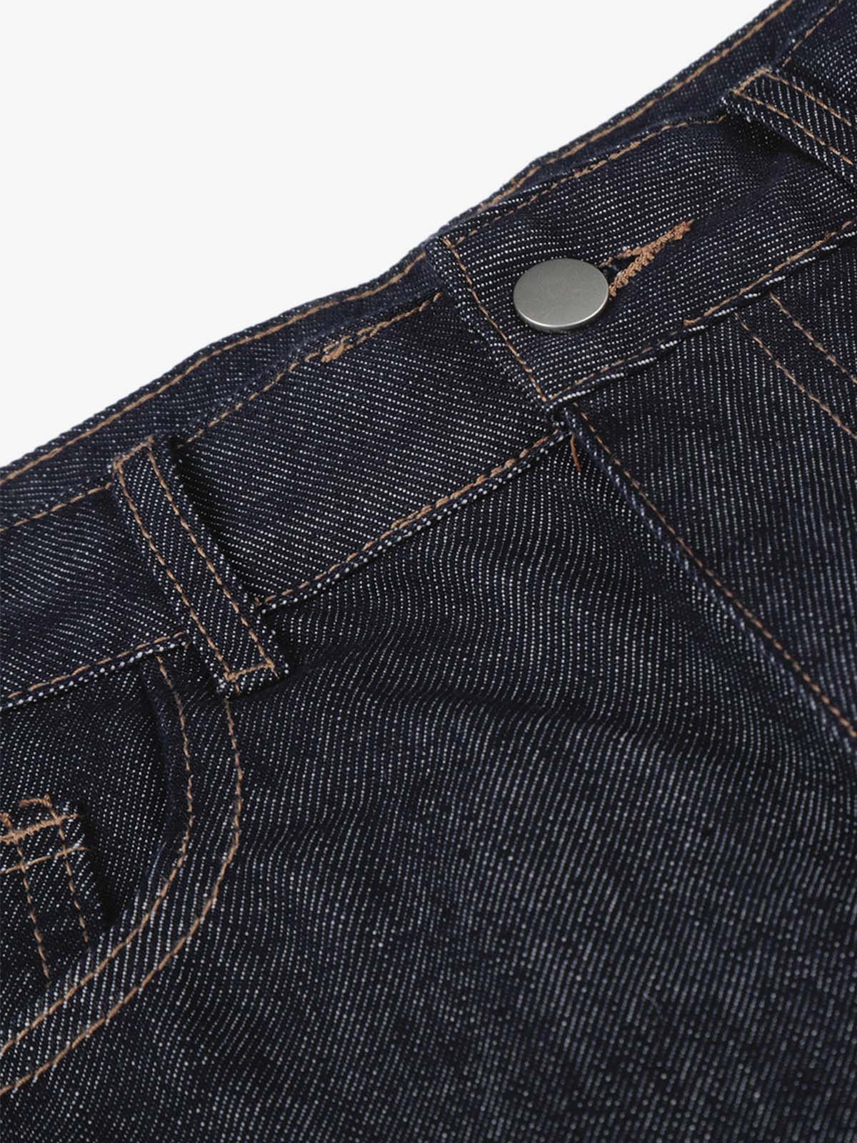 Dark Wash Denim Bermuda Shorts with Side Stripe Rhinestone Detail – Relaxed Fit Cotton Shorts