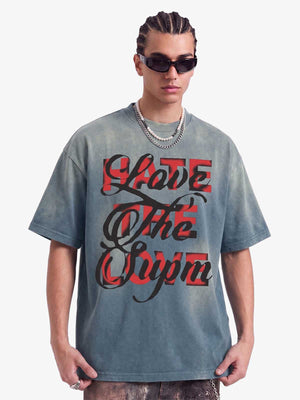 Retro Color-Blocked Lettering T-Shirt 