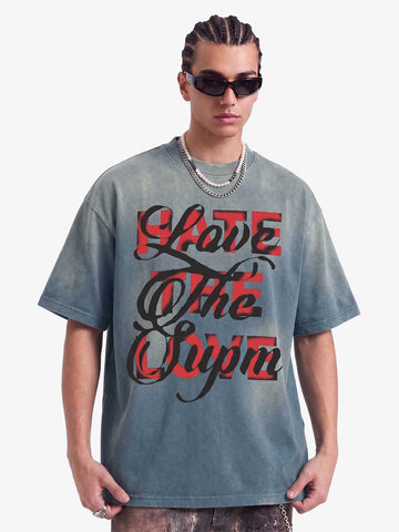 Retro Color-Blocked Lettering T-Shirt 