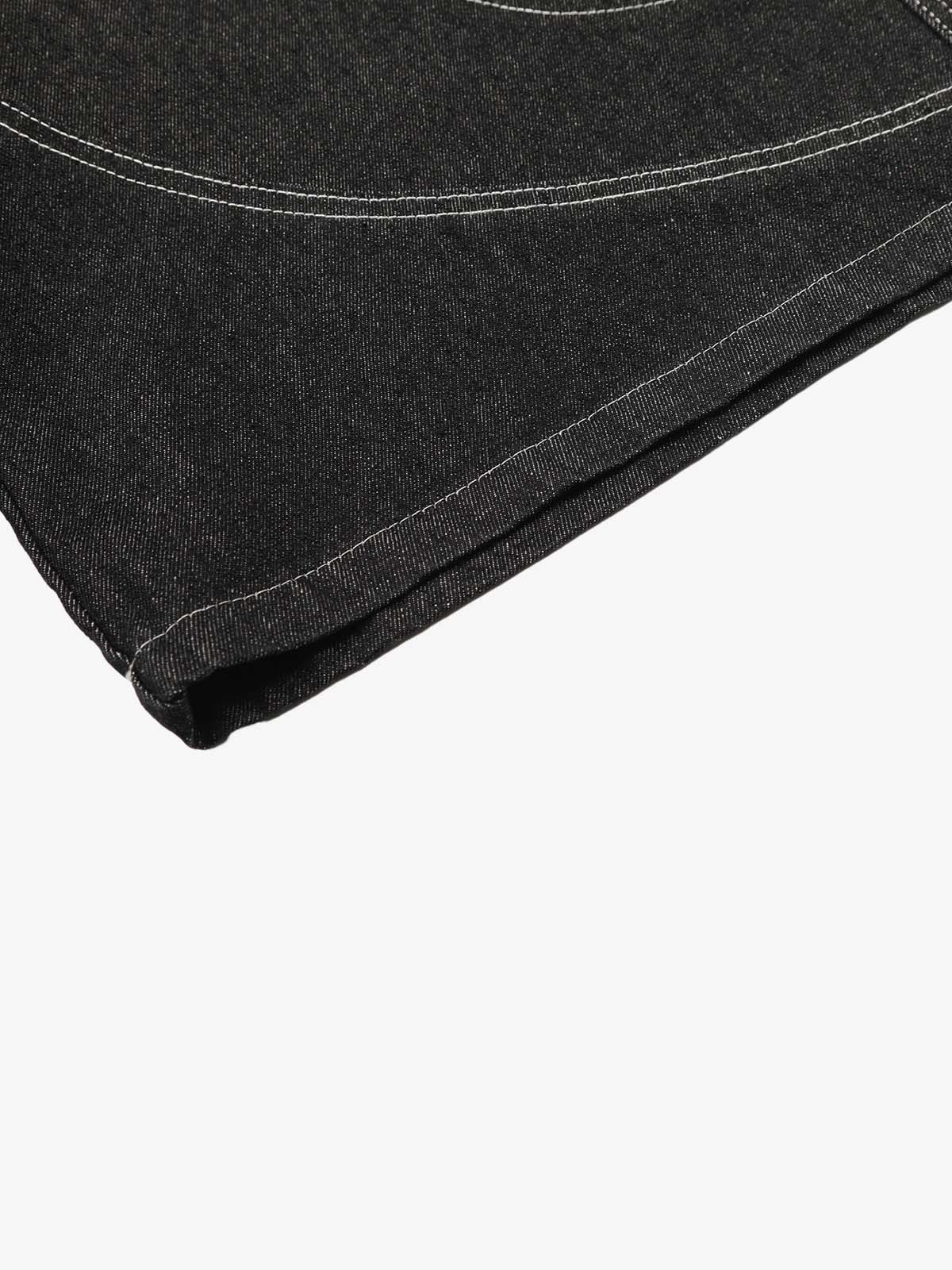 Contrast Stitching Flame Denim Shorts 